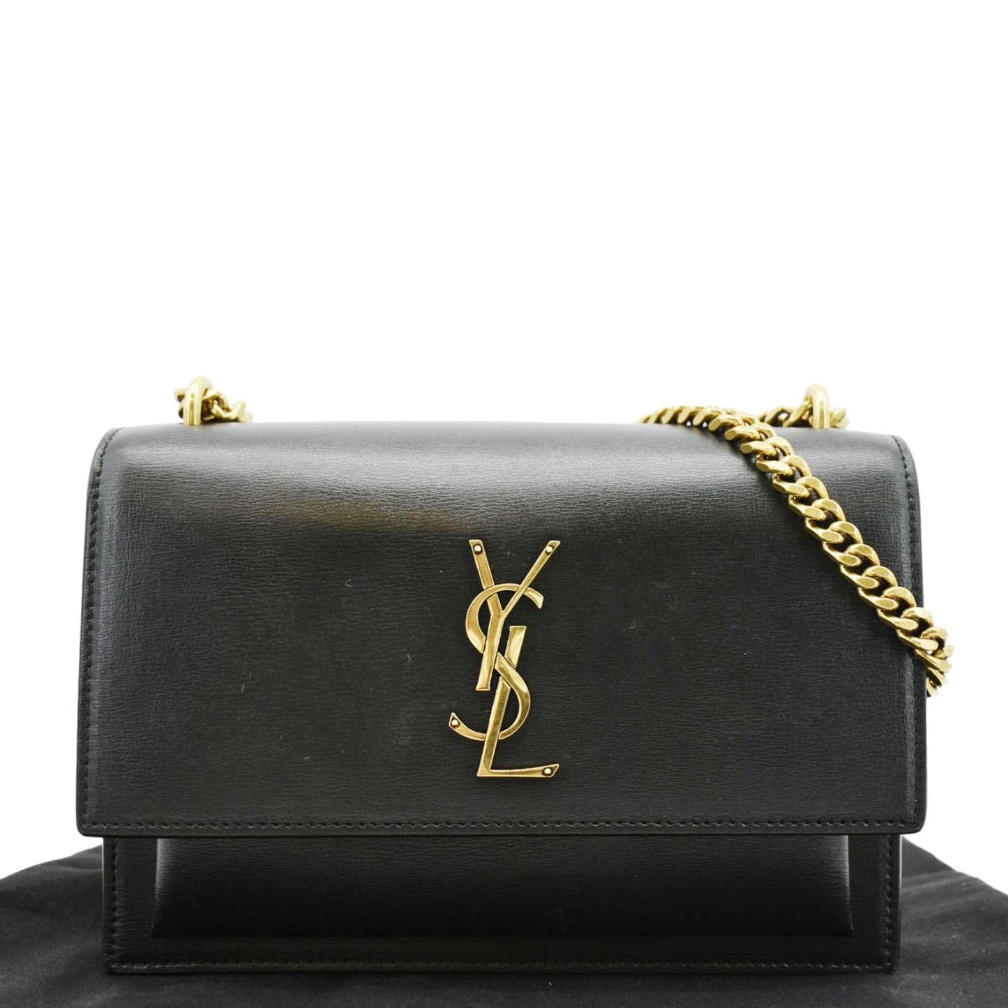 YVES SAINT LAURENT Monogram Sunset Medium Leather Shoulder Bag Black