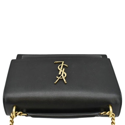 YVES SAINT LAURENT Monogram Sunset Medium Leather Shoulder Bag Black