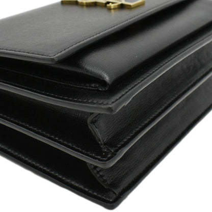 YVES SAINT LAURENT Monogram Sunset Medium Leather Shoulder Bag Black