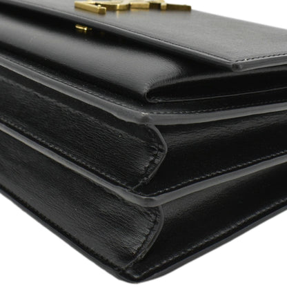 YVES SAINT LAURENT Monogram Sunset Medium Leather Shoulder Bag Black