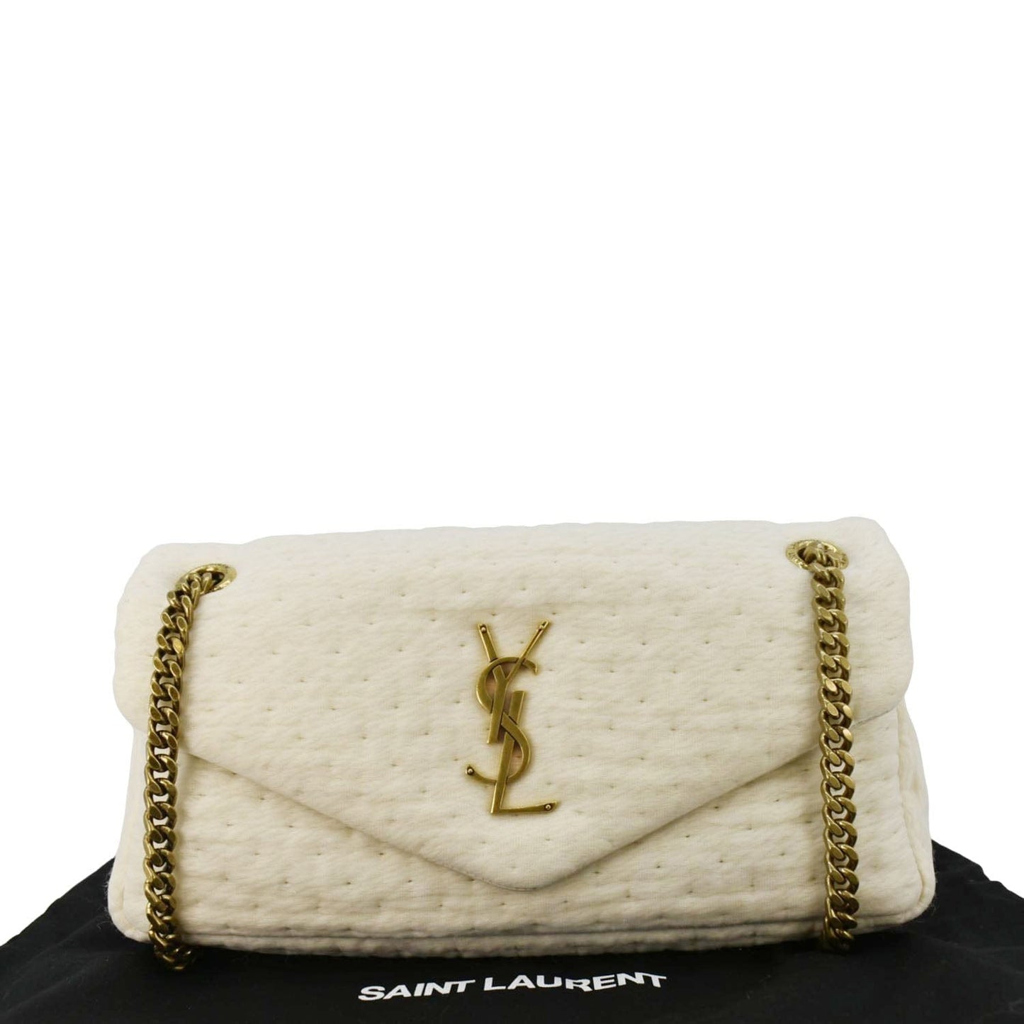 YVES SAINT LAURENT Calypso Organza Leather Crossbody Bag White