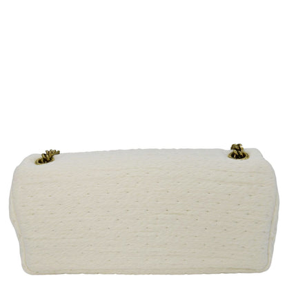 YVES SAINT LAURENT Calypso Organza Leather Crossbody Bag White