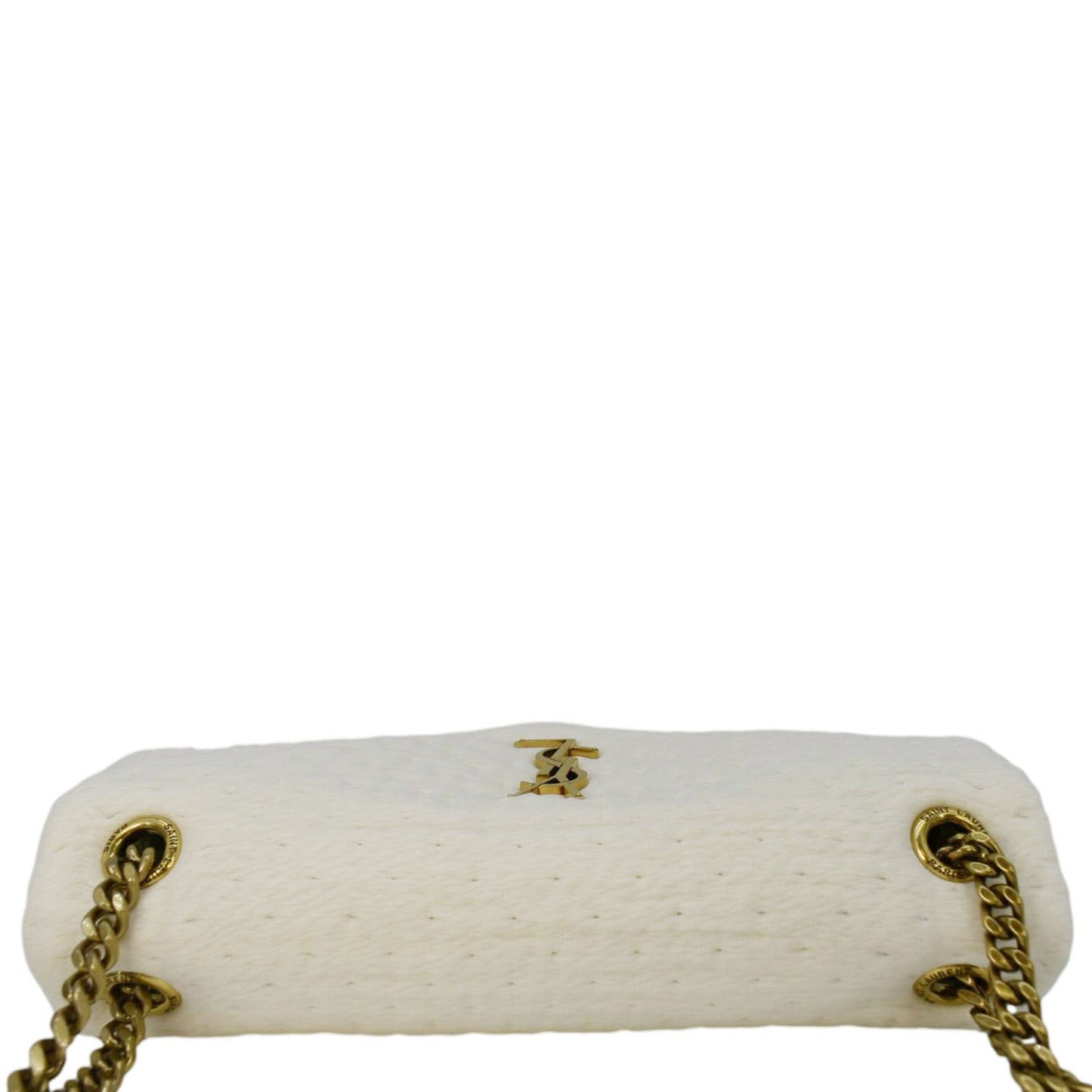 YVES SAINT LAURENT Calypso Organza Leather Crossbody Bag White