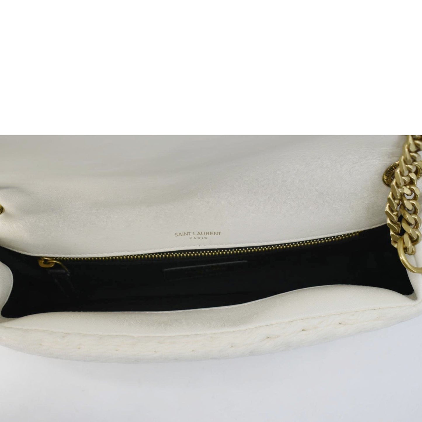 YVES SAINT LAURENT Calypso Organza Leather Crossbody Bag White