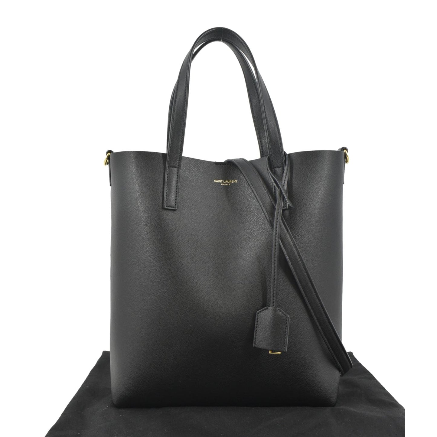 YVES SAINT LAURENT Toy Supple Leather Shopping Tote Bag Black