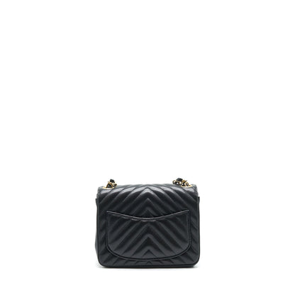 Chanel Mini Square Chevron Flap Bag Black L
