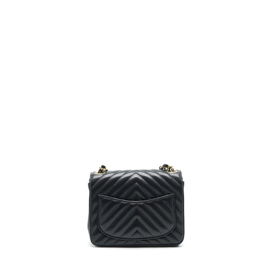 Chanel Mini Square Chevron Flap Bag Black L