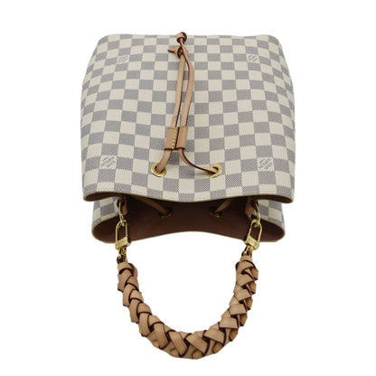 LOUIS VUITTON Neonoe Braided Handle Damier Azur Crossbody Bag White