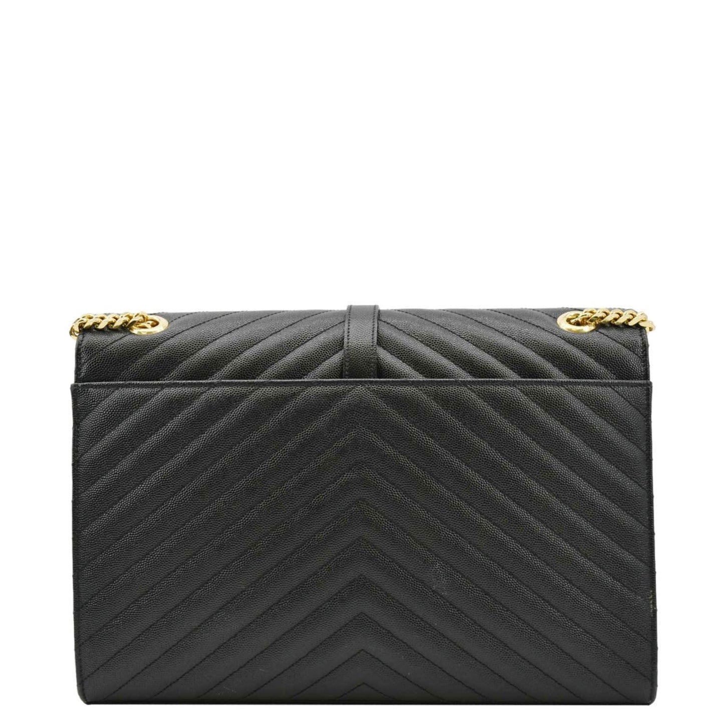 YVES SAINT LAURENT Large Envelope Leather Chain Shoulder Bag Black