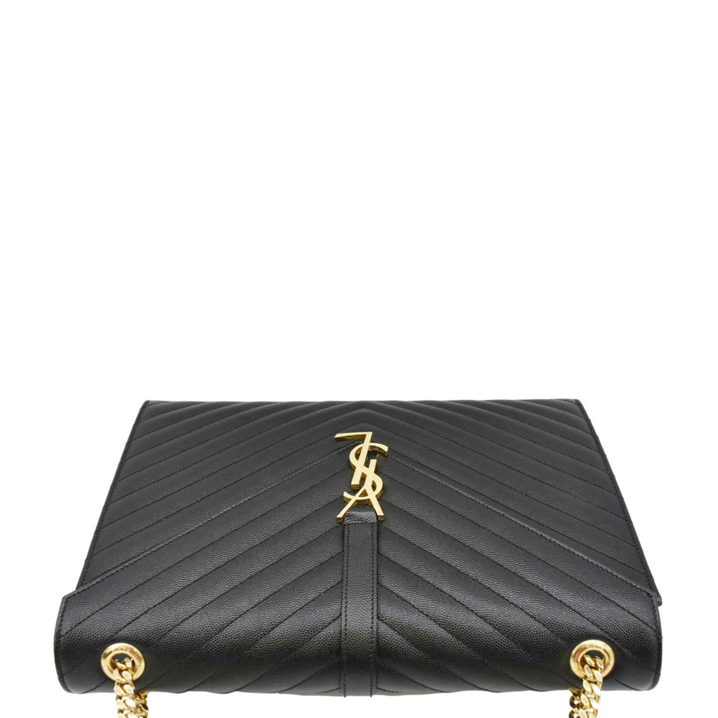 YVES SAINT LAURENT Large Envelope Leather Chain Shoulder Bag Black