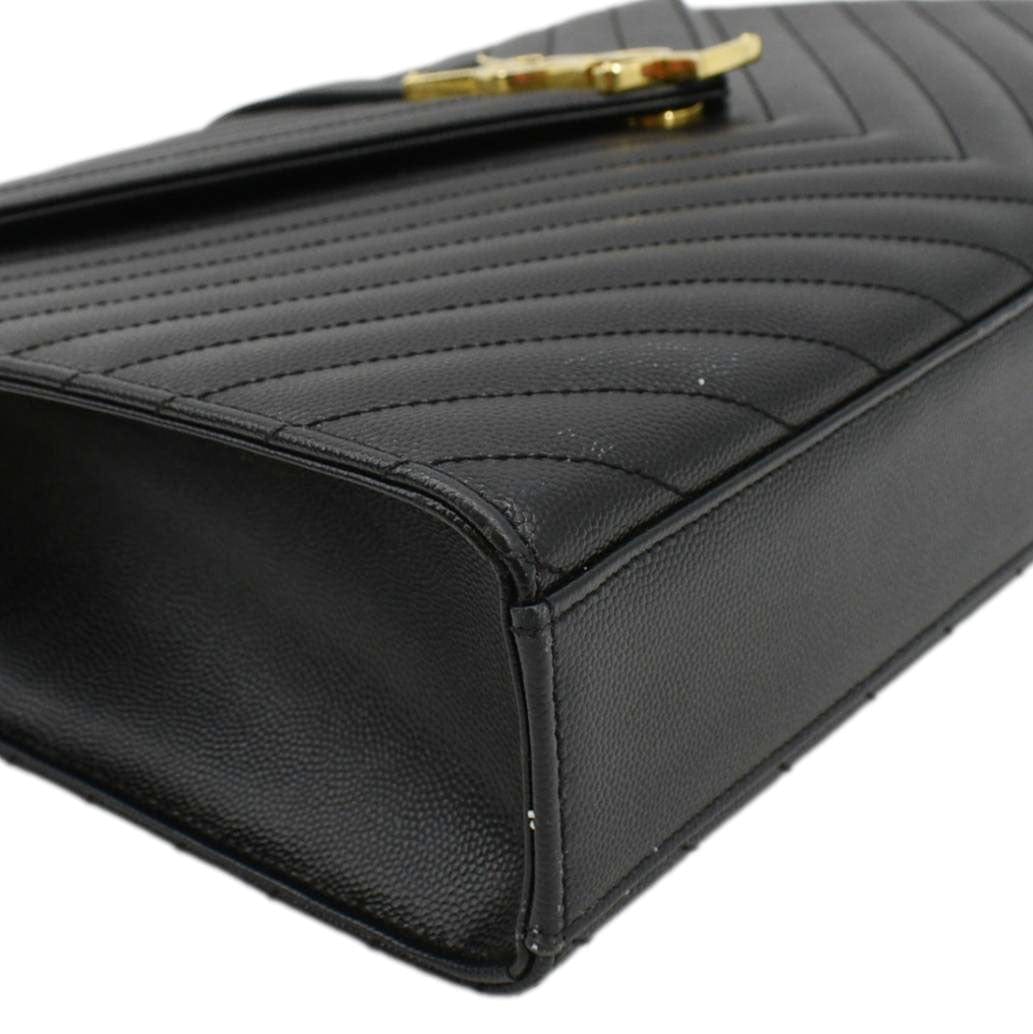 YVES SAINT LAURENT Large Envelope Leather Chain Shoulder Bag Black