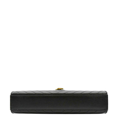 YVES SAINT LAURENT Large Envelope Leather Chain Shoulder Bag Black