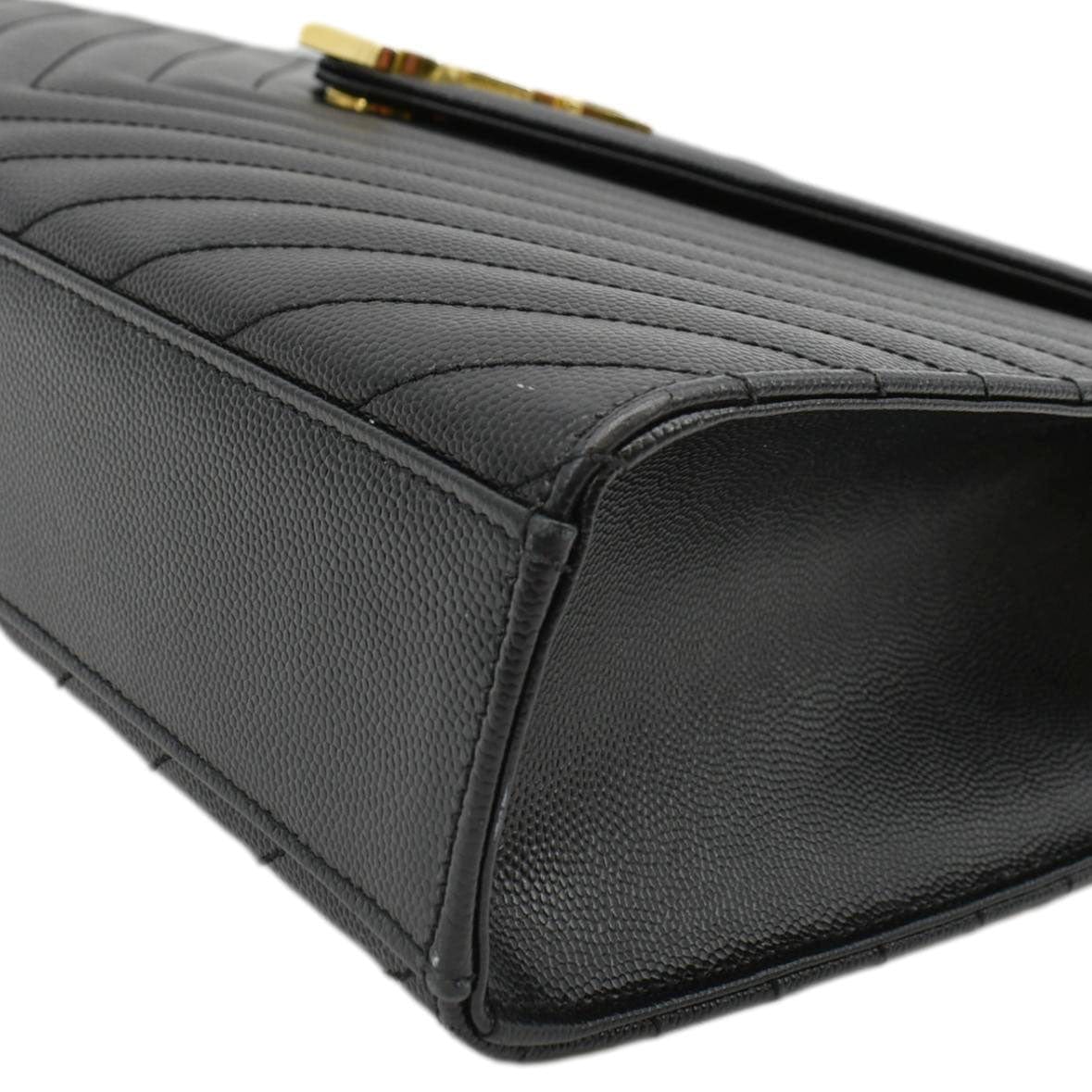 YVES SAINT LAURENT Large Envelope Leather Chain Shoulder Bag Black