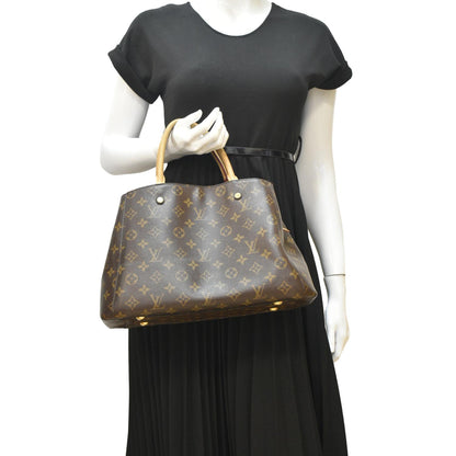 LOUIS VUITTON Montaigne MM Monogram Canvas Shoulder Bag Brown