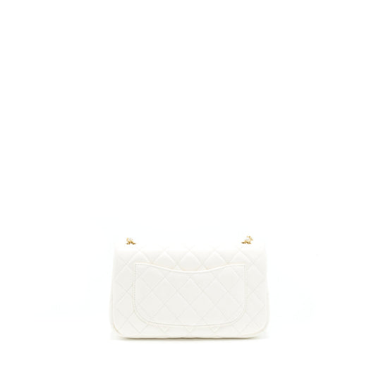 Chanel Pearl Crush Mini Rectangular Flap Bag Lambskin White
