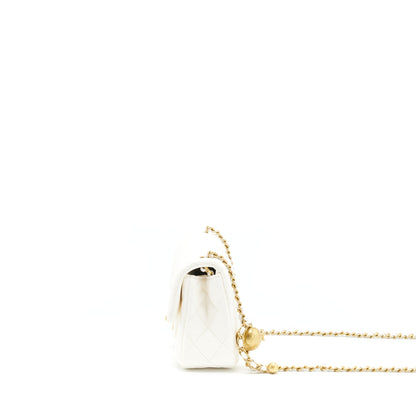 Chanel Pearl Crush Mini Rectangular Flap Bag Lambskin White
