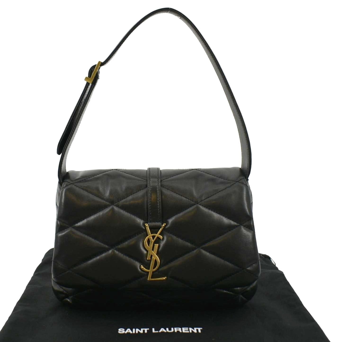 YVES SAINT LAURENT LE 57 Quilted Leather Hobo Bag Black