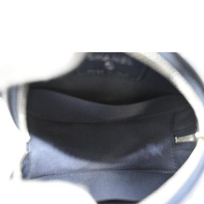 CHANEL Camellia Round Goatskin Leather Crossbody Bag Dark Blue