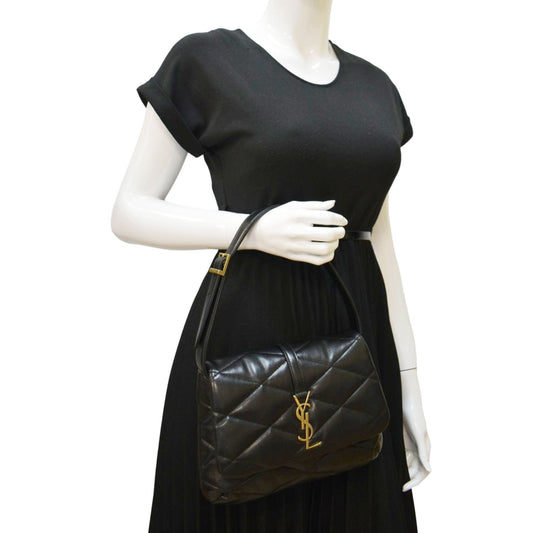 YVES SAINT LAURENT LE 57 Quilted Leather Hobo Bag Black