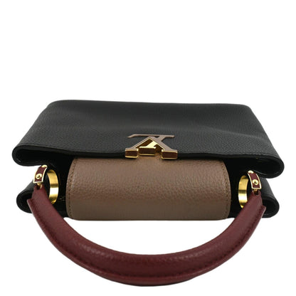 LOUIS VUITTON Capucines Taurillon Leather Satchel Bag Black