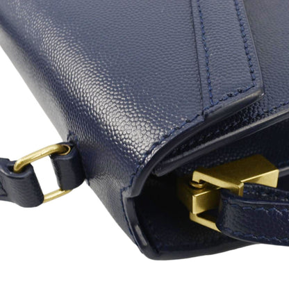 YVES SAINT LAURENT Cassandra Top Handle Leather Shoulder Bag Blue