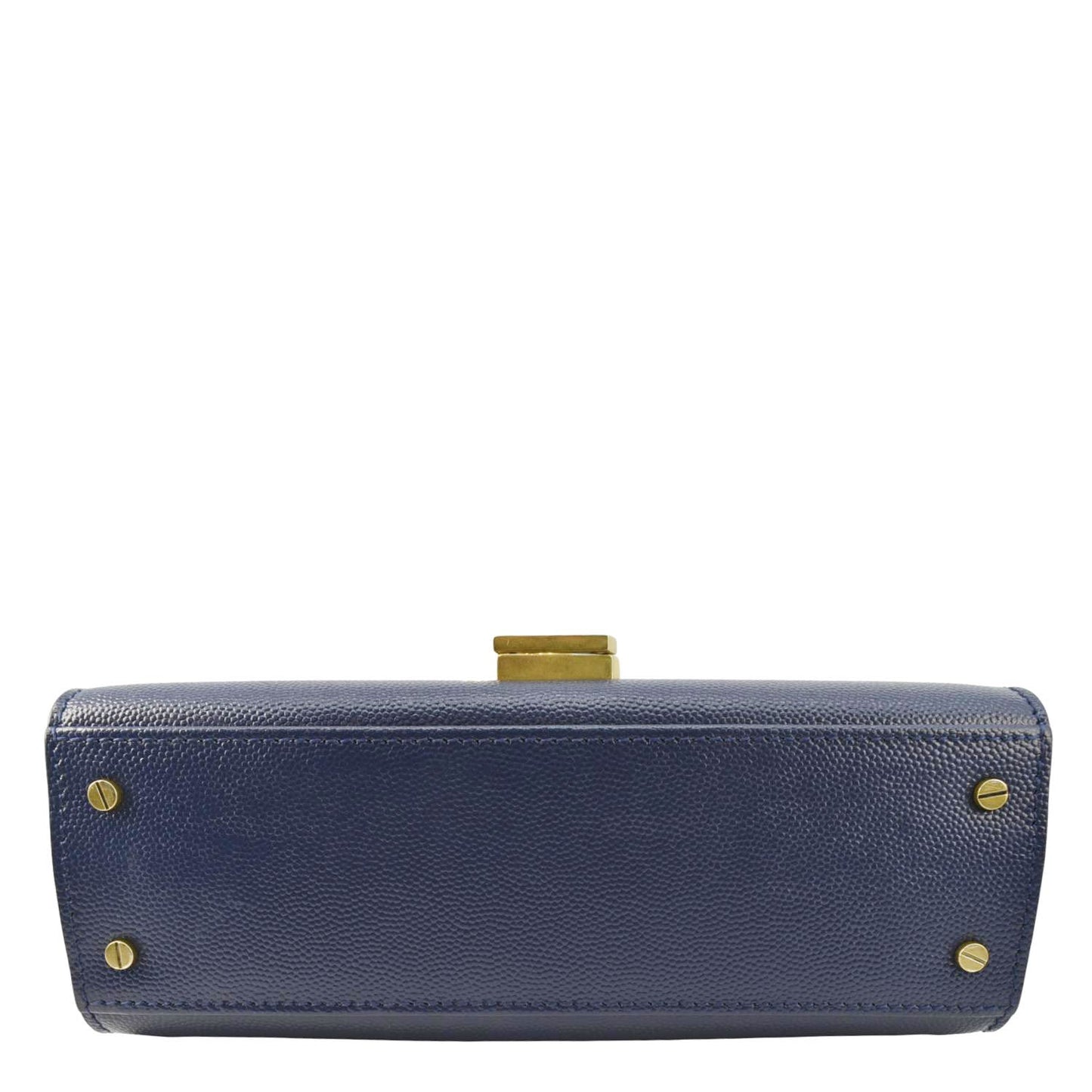 YVES SAINT LAURENT Cassandra Top Handle Leather Shoulder Bag Blue