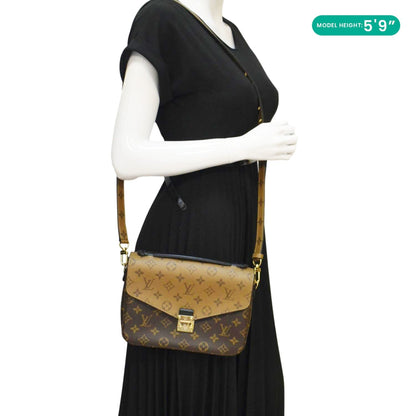 LOUIS VUITTON Metis Pochette Reverse Monogram Canvas Crossbody Bag Brown