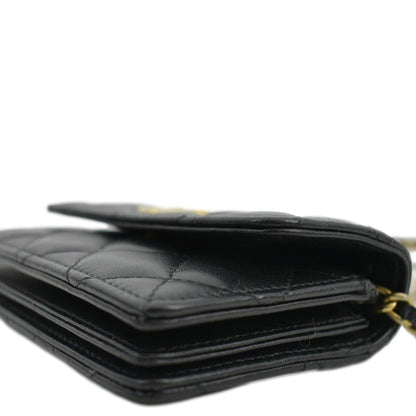 CHANEL Pearl Mini Quilted Leather Top Handle Shoulder Bag Black