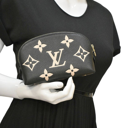 LOUIS VUITTON Monogram Empreinte leather Cosmetic Pouch Bicolor