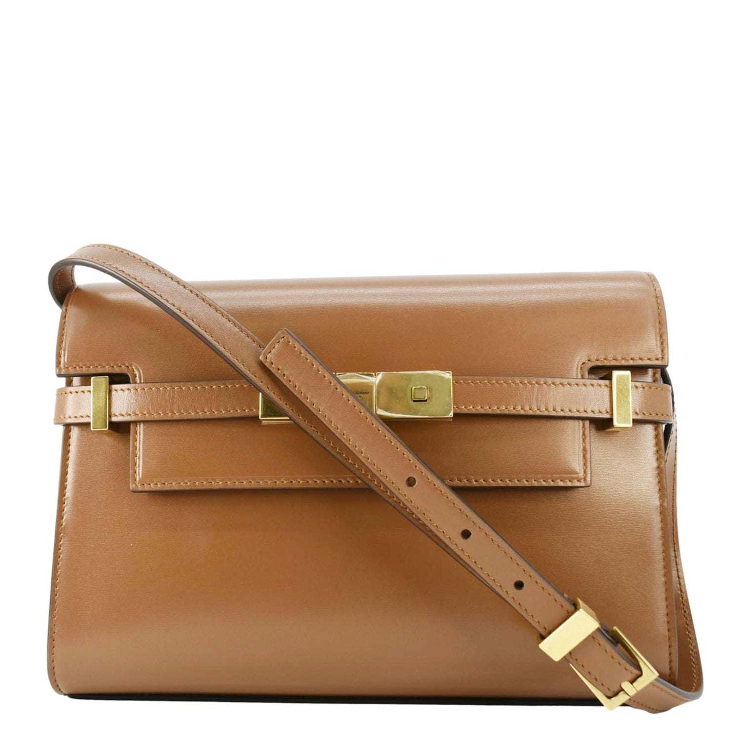 YVES SAINT LAURENT Manhattan Leather Shoulder Bag Brown