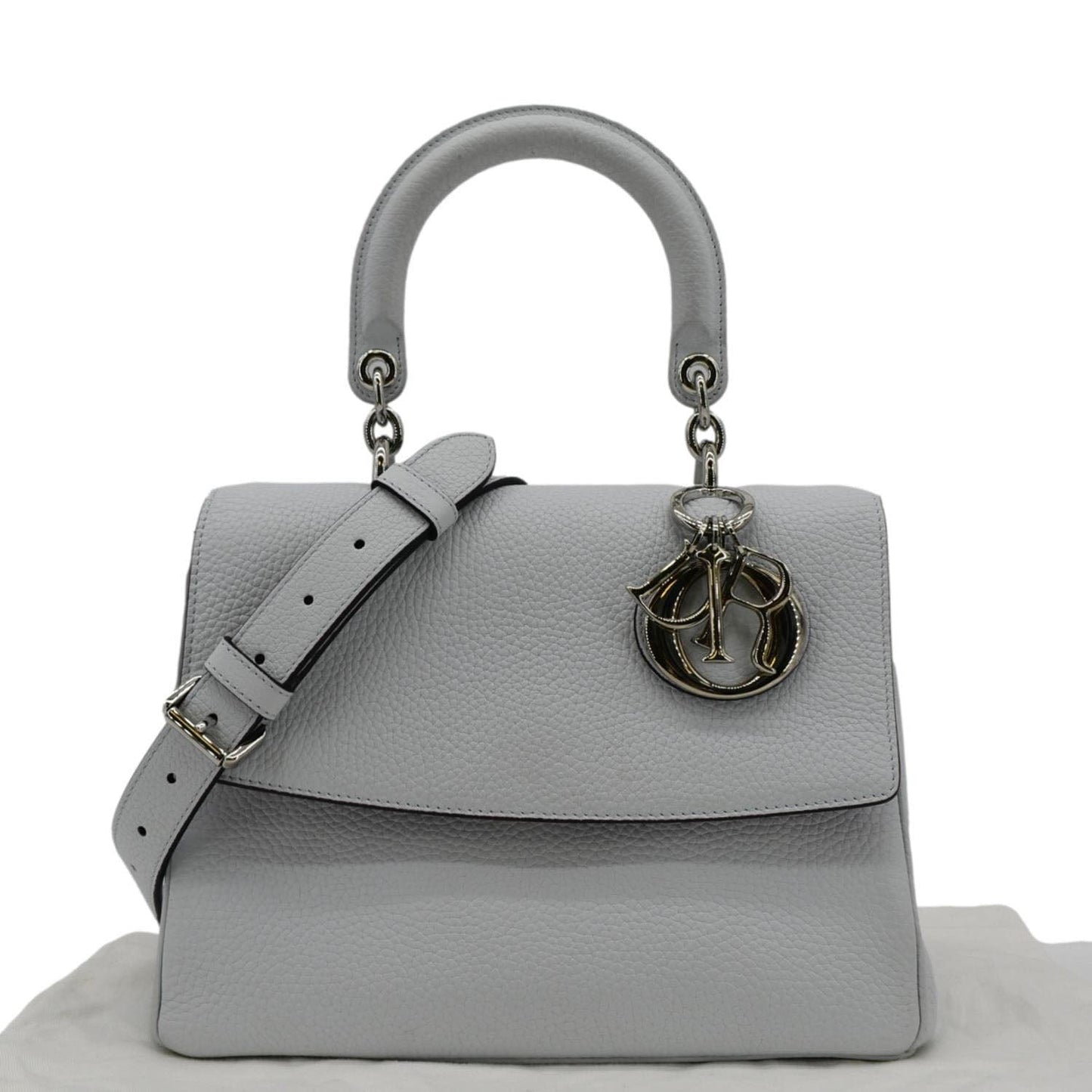 CHRISTIAN DIOR Be Dior Small Leather Flap Shoulder Bag Grey
