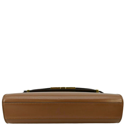 YVES SAINT LAURENT Manhattan Leather Shoulder Bag Brown