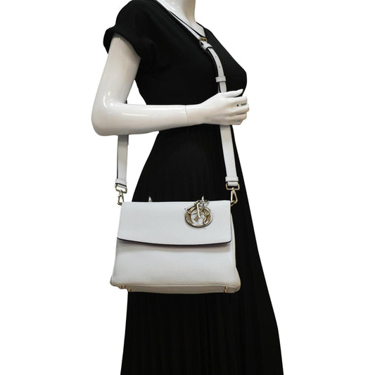 CHRISTIAN DIOR Be Dior Small Leather Flap Shoulder Bag Grey