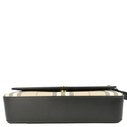 BURBERRY Hampshire Vintage Check Leather Crossbody Bag Black