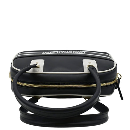 CHRISTIAN DIOR Vibe Zip Bowling Medium Leather Shoulder Bag Navy Blue