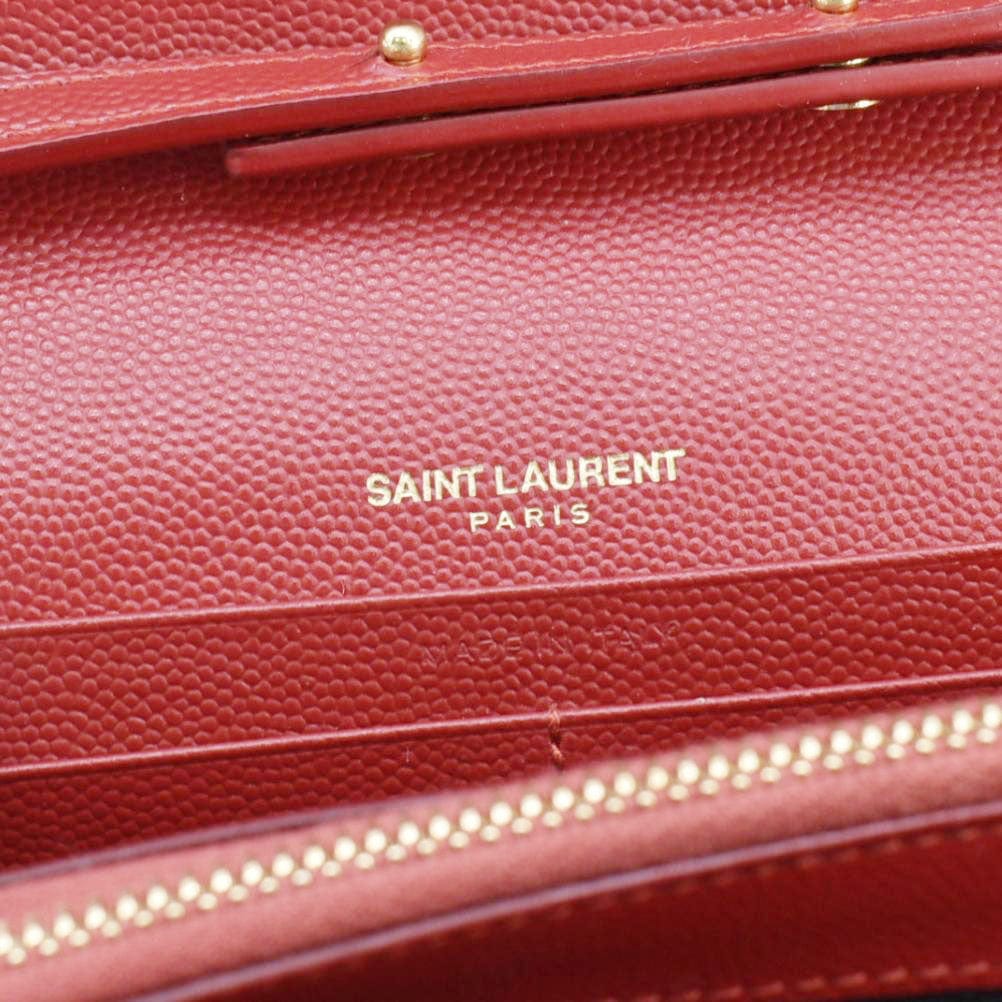 YVES SAINT LAURENT Cassandre Leather Chain Crossbody Bag Red