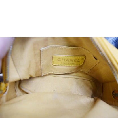 CHANEL Carry Around Mini Quilted Caviar Leather Bowling Bag Yellow