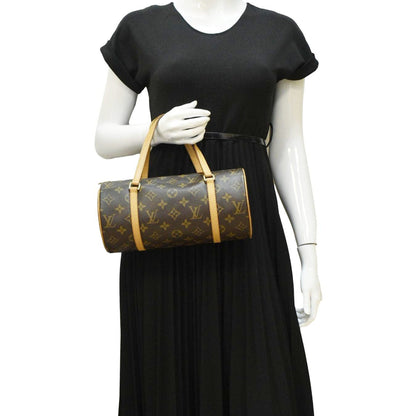 LOUIS VUITTON Papillon 26 Monogram Canvas Satchel Bag Brown
