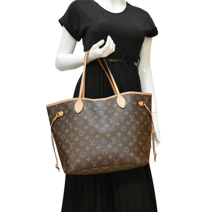 LOUIS VUITTON Neverfull MM Monogram Canvas Shoulder Bag Brown