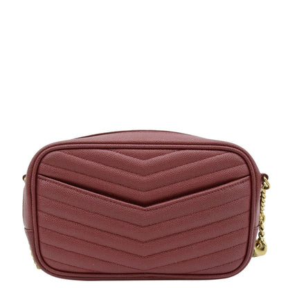 YVES SAINT LAURENT Lou Chevron Leather Camera Crossbody Bag Red