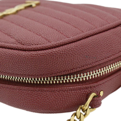 YVES SAINT LAURENT Lou Chevron Leather Camera Crossbody Bag Red