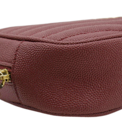 YVES SAINT LAURENT Lou Chevron Leather Camera Crossbody Bag Red