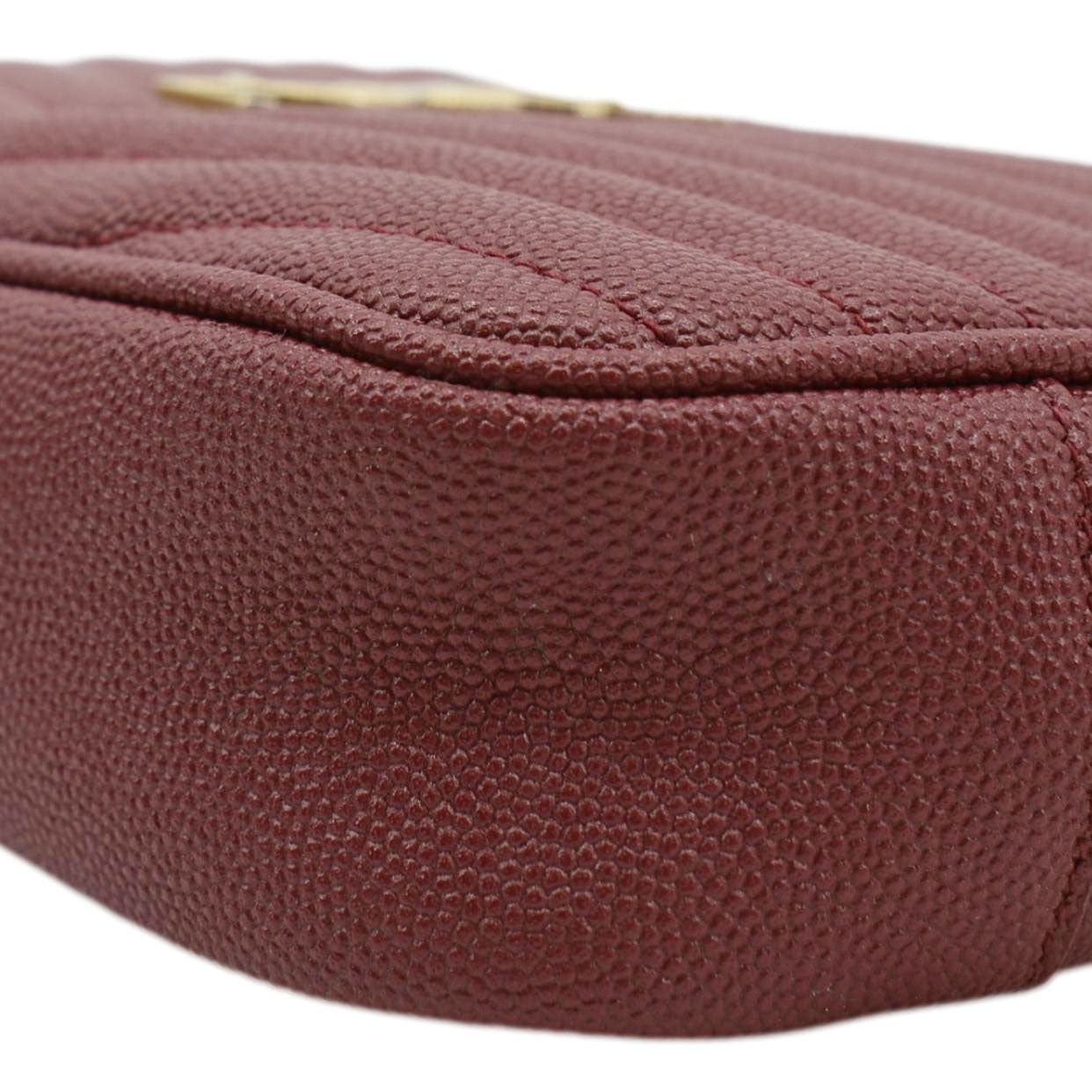 YVES SAINT LAURENT Lou Chevron Leather Camera Crossbody Bag Red