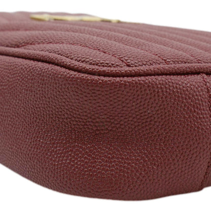 YVES SAINT LAURENT Lou Chevron Leather Camera Crossbody Bag Red