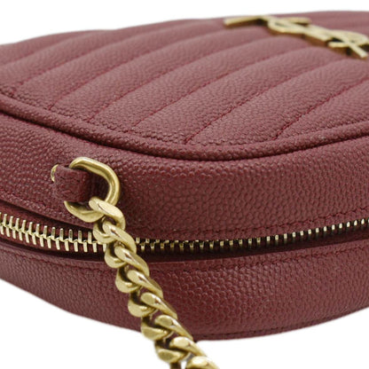 YVES SAINT LAURENT Lou Chevron Leather Camera Crossbody Bag Red