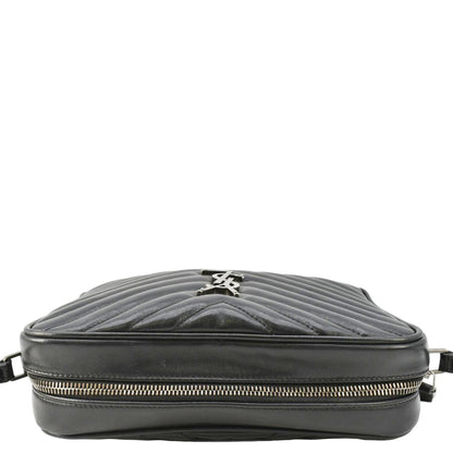 YVES SAINT LAURENT Lou Camera Chevron Leather Crossbody Bag Black
