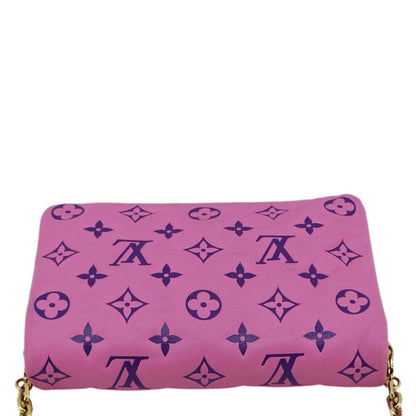 LOUIS VUITTON Coussin Pochette Monogram Embossed Leather Crossbody Bag Pink