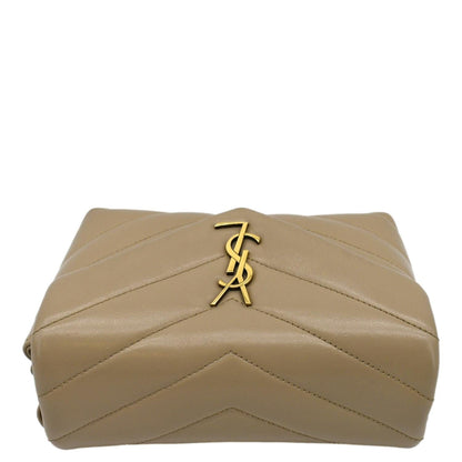 YVES SAINT LAURENT Loulou Toy Matelasse Leather Crossbody Bag Brown