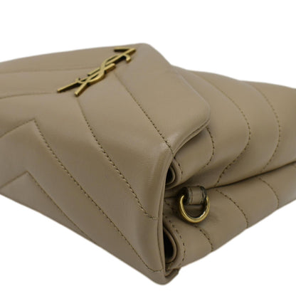 YVES SAINT LAURENT Loulou Toy Matelasse Leather Crossbody Bag Brown