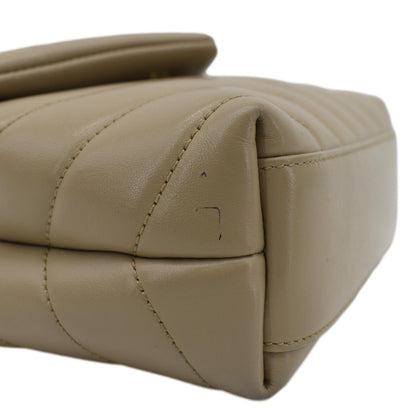 YVES SAINT LAURENT Loulou Toy Matelasse Leather Crossbody Bag Brown